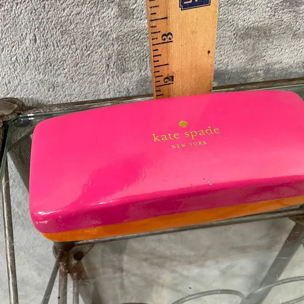Kate Spade Rare Hot Pink Orange Clam Shell Sunglass Eyeglass Case Hard cover*